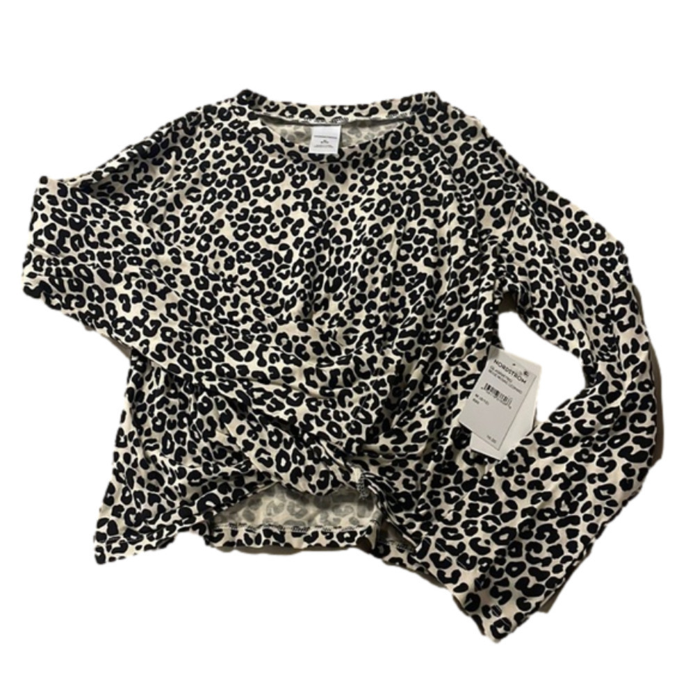 NORDSTROM girls long sleeve leopard print shirt size M NWT